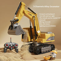 Alloy Remote Control Excavator Toy Car with Lights Sound Effect Electric Excavator Automobile Engineering Vehicle Children Gifts Econic Blanks
