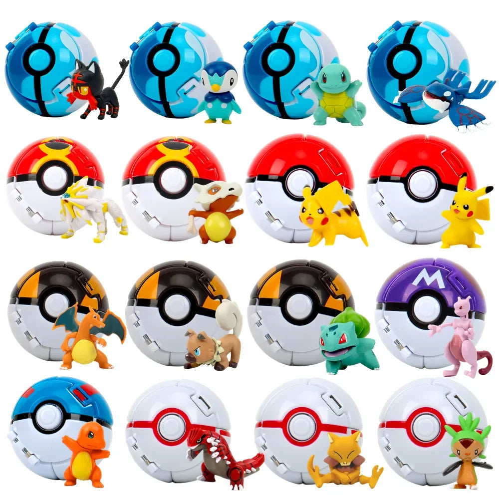 Pokemon Elf Ball Pokeball Anime Figure Cartoons Pikachu Charizard Piplup Kyogre Pocket Monster Pet Anime Action Model Toy Gifts Quick Pick Grocers