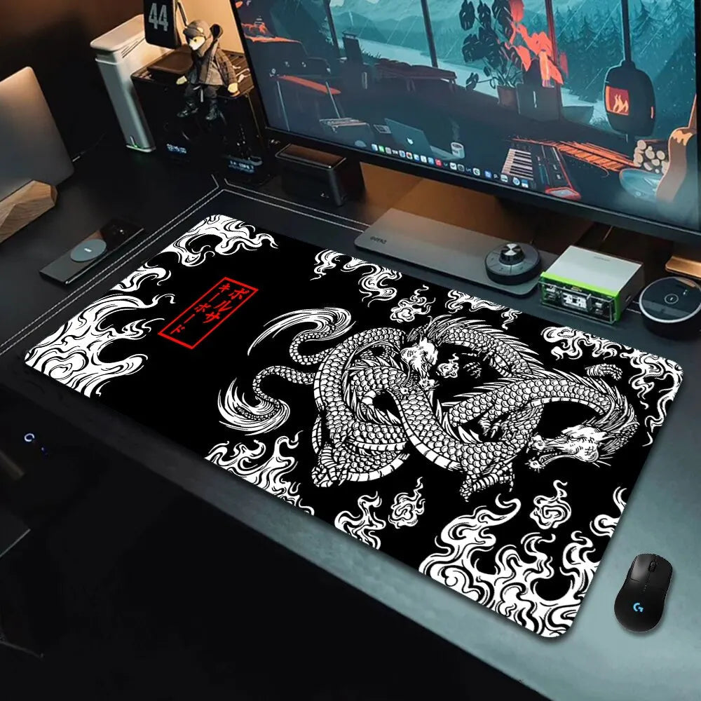 Japanese Dragon Large Gaming Mousepad Keyboard Gamer Mouse Pad on The Table Speed Desk Mat Anime Mouse Mats ，Dragon pattern Quick Pick Grocers
