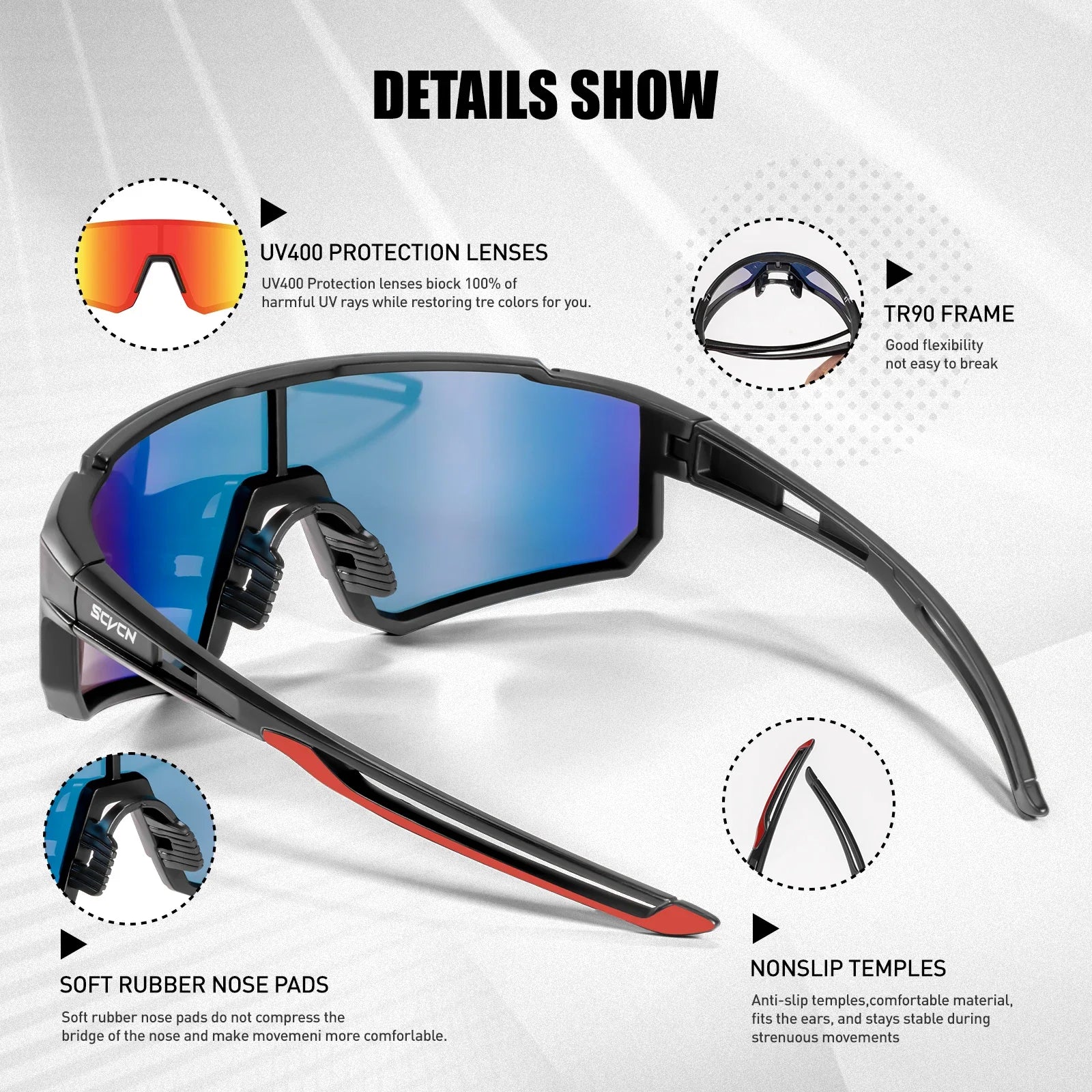 SCVCN Snow Sunglasses Hiking Eyewear Outdoor Cycling for Women Men MTB Bike Glasses Sports Mountain Cycling UV400 Skiing Goggles Quick Pick Grocers