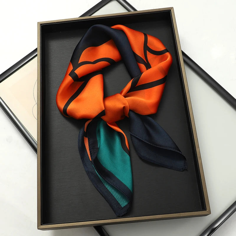 60Colors Luxury Scarf Women 70*70Cm Silk Feel Square Hair Wrapping Foulard Satin Shawl Big Size Head Bandana Hijab Handkerchief Quick Pick Grocers