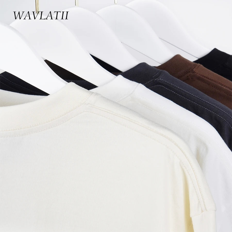 WAVLATII Oversized Summer T shirts for Women Men Brown Casual Female Korean Streetwear Tees Unisex Basic Solid Young Cool Tops Quick Pick Grocers