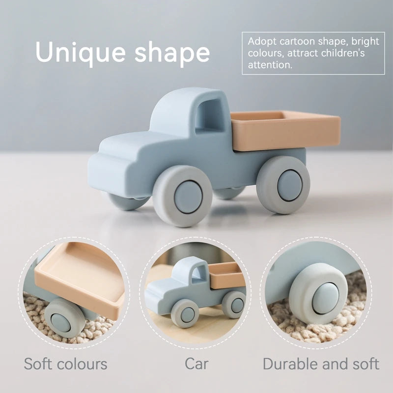 Baby Silicone Car Toys Montessori Baby Things Silicone Baby Teether Toy Car  0 12 Months Newborn Educational Toy Silicone Blocks Purest Peak