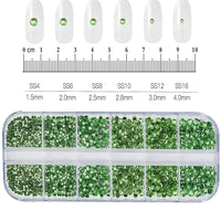 12Grids SS6-SS30 Mixed Nail Rhinestones Shiny Clear/Gold/Pink/Blue Diamond Flat-back Nail Gems Glass Stones Nails Decoration Econic Blanks