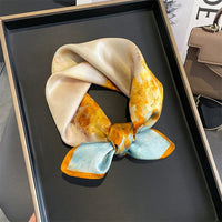 2025 Fashion 100% Real Silk Scarf 53cm Square Bandelet Women's Silk Temperament Small Scarf Neck Decorative Wrap Printed Scarves Quick Pick Grocers