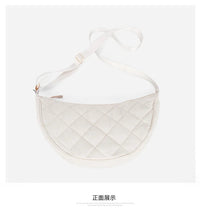Waist Half Moon Belt Bag Solid Color Crossbody Bag Large Capacity Shoulder Bags Portable Nylon Plaid Travel Bags for Commuting Quick Pick Grocers