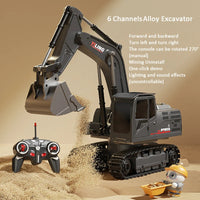 Alloy Remote Control Excavator Toy Car with Lights Sound Effect Electric Excavator Automobile Engineering Vehicle Children Gifts Econic Blanks
