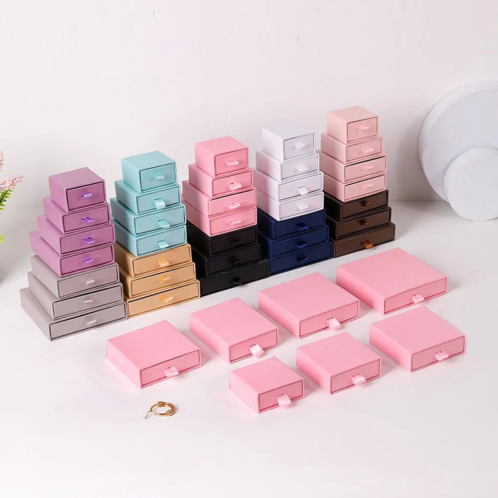 10pcs Paper Jewelry Gift Box For Ring Earrings Pendant Necklace Bracelet Stud Organizer Wedding Favors Jewellery Packaging Sack Purest Peak