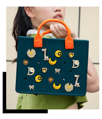 EVA Large Leather Shoulder Bag Handbag Tote Bag Storage for Women Casual Waterproof Beach Bag Hole Fit Charm Fashion Storage Bag Quick Pick Grocers