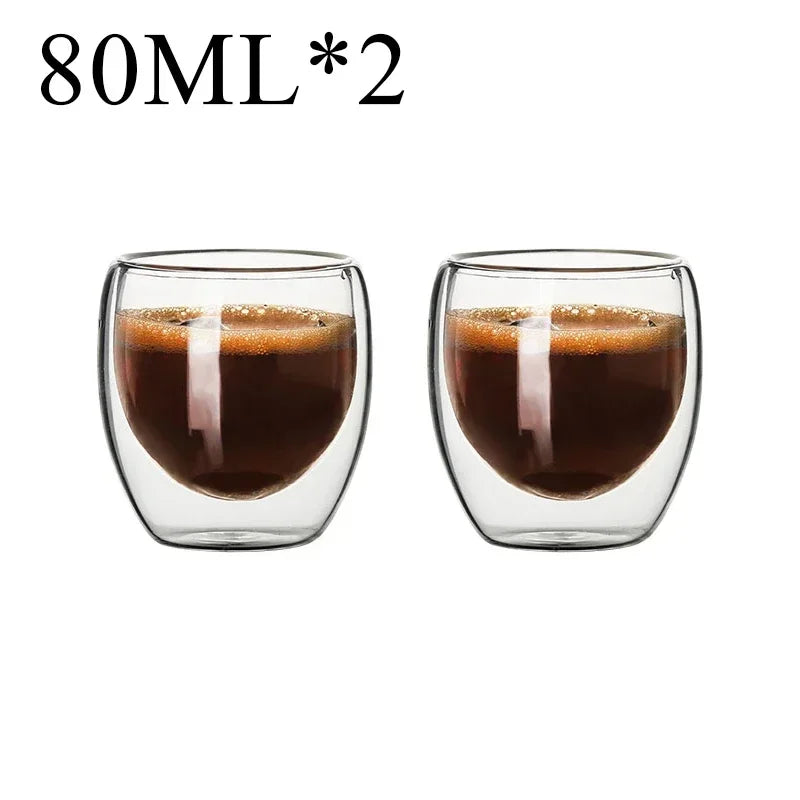 2-18PCS Double Wall High Borosilicate Glass Mug Heat Resistant Tea Milk Juice Coffee Water Cup Bar Drinkware Gift Creativity Set Quick Pick Grocers