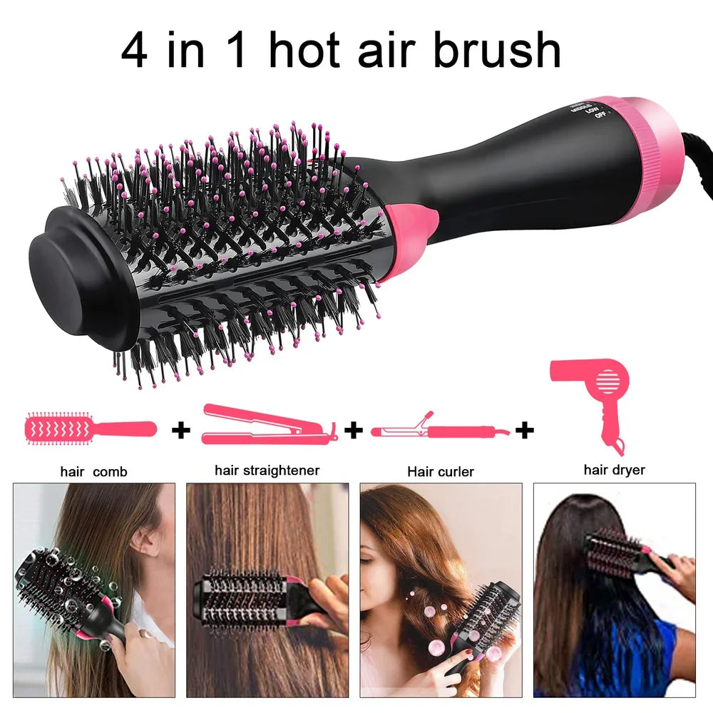 Women Hair Dryer Brush Hair Dryer Straightener Curler Massager 4 In 1 Rapid Warming One Step Volumizer Hot-Air Hair Brushes Econic Blanks