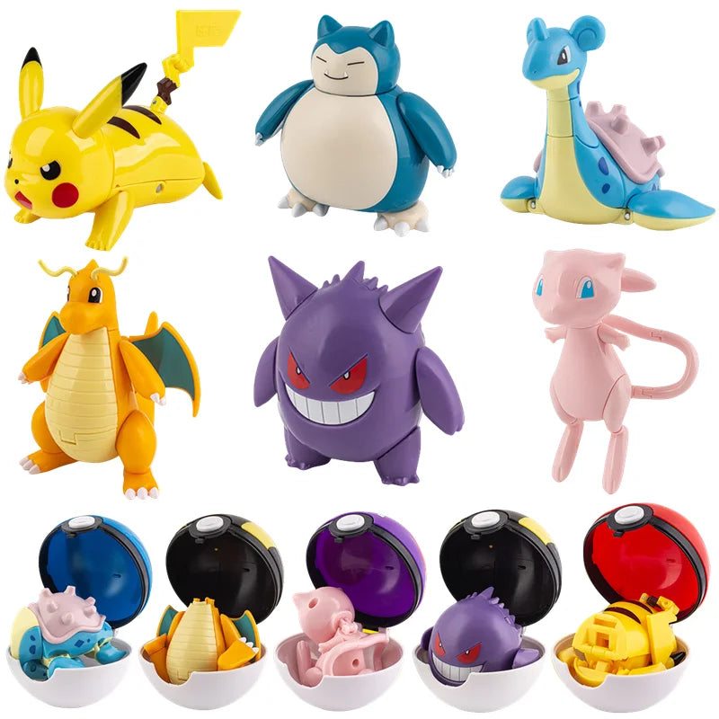 Pokemon Figures Toys Pocket Monsters Ball Model Pikachu Gengar Pokeball Dragonite Snorlax Pokeball Action Figures Toy Quick Pick Grocers