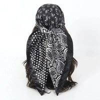 Satin Square Scarf Women Muslim Hijab Elegant 2025 Print Silk Neckerchief Shawl Wraps Headband Handle Hair Accessories Bandana Econic Blanks