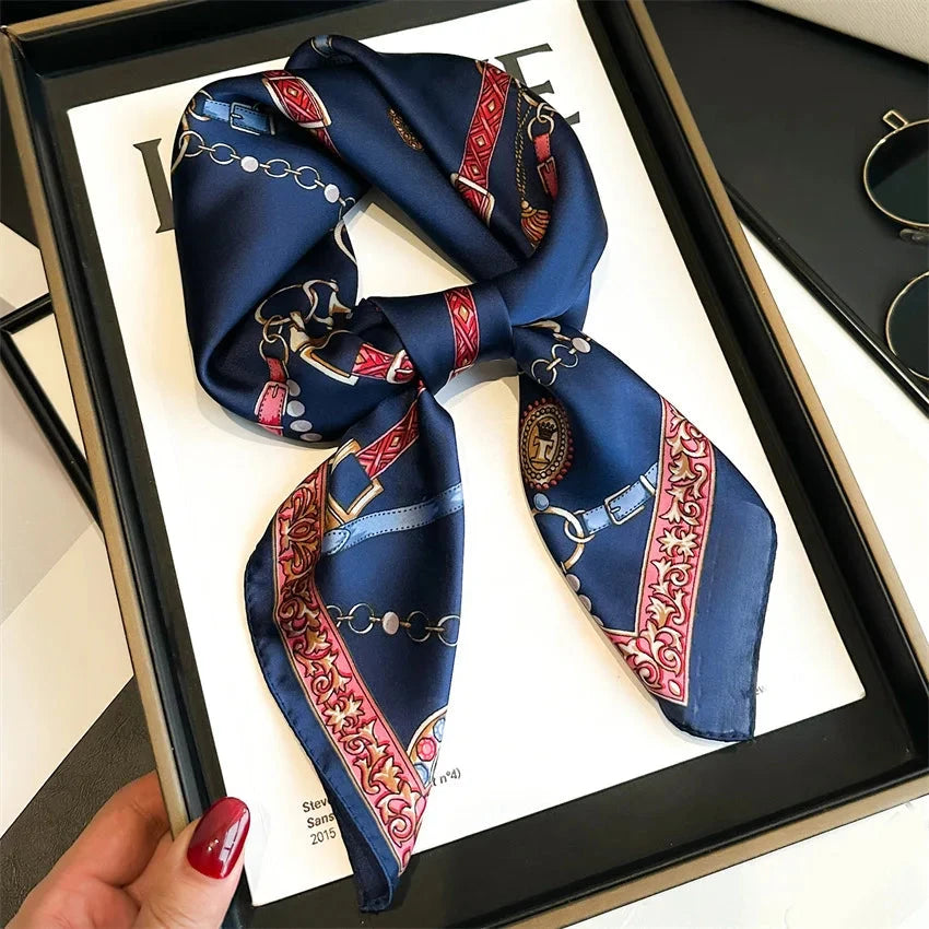 New Four Seasons Fashion Print Silk Square Scarf 70x70cm Fashionable Four Seasons Headband Luxury Sunscreen Shawl Bandannas Econic Blanks