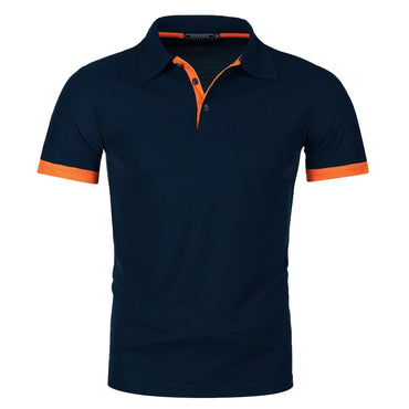 Men's short sleeve color matching fashion with men's lapel short sleeve Quick Pick Grocers