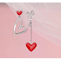 Korean Asymmetric Hollow Black Heart Dangle Earrings For Women Temperament Exaggerated Love Heart Drop Earrings Wedding Jewelry Econic Blanks
