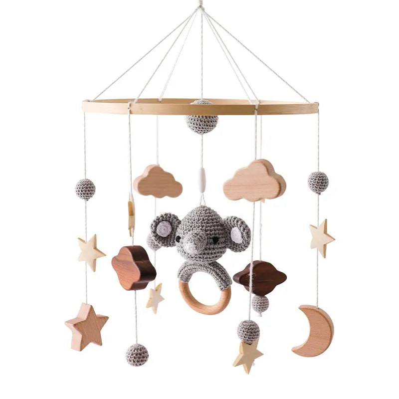 Mobile Wooden Bell Baby Toys 0-12 Months Rattle Toys Bed Newborn Crib mobile With Music Box Bed Bell Hanging Toys Crib Bracket Purest Peak