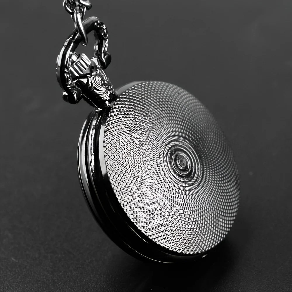 Gothic Design Black Raven Pocket Watch With Necklace Alloy Case & Band,Quartz Movement, Non-Waterproof Watch for Men Women Kids Quick Pick Grocers
