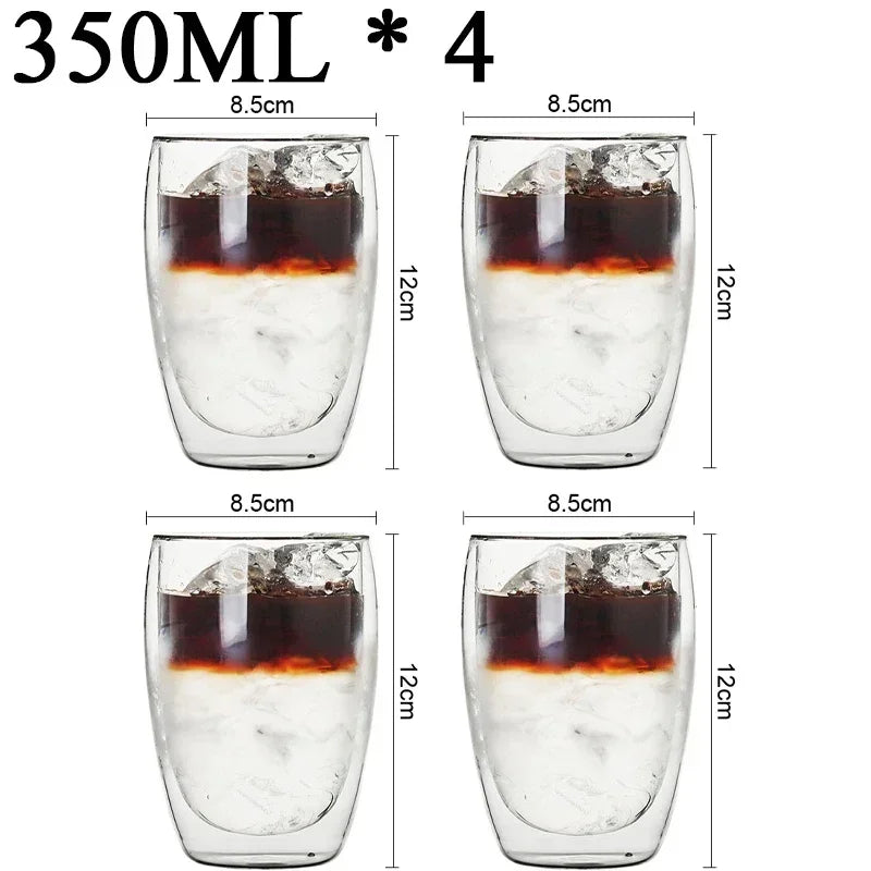2-18PCS Double Wall High Borosilicate Glass Mug Heat Resistant Tea Milk Juice Coffee Water Cup Bar Drinkware Gift Creativity Set Quick Pick Grocers