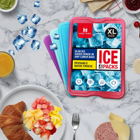 4 Ice packs for Lunch Box, Freezer Ice packs Slim Long Lasting Cool packs for Lunch Bags and Cooler Econic Blanks