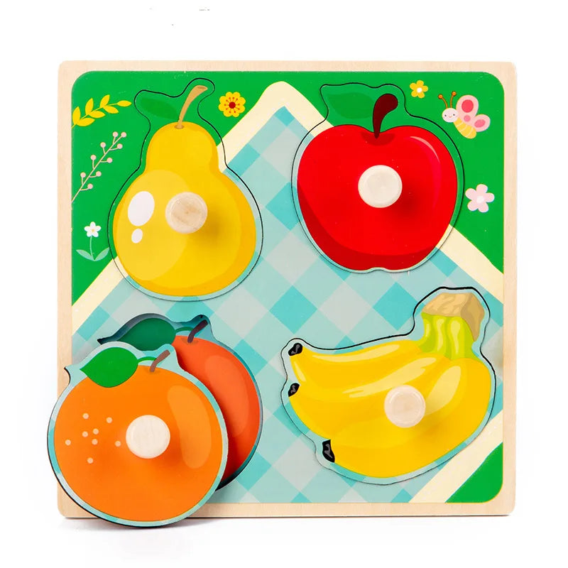 Baby Wooden Puzzles Montessori Toys 1 2 3 Years Toddler Toys Hand Grab Board Alphabet Number Cognition Learning Educational Toys Quick Pick Grocers