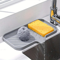 Multifunctional Silicone Sink Tray with Drain - Soap Holder, Sponge & Brush Organizer for Kitchen & Bathroom Econic Blanks