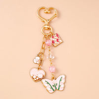 Cute Enamel Flower Butterfly Keychain Women Girls Love Heart Key Ring Pendants Handbag Decor DIY Handmade Jewelry Gifts Quick Pick Grocers