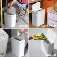 Smart Bathroom Trash Can Automatic Bagging Electronic Trash Can White Touchless Narrow Smart Sensor Garbage Bin Smart Home 15L Econic Blanks