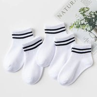5 Pairs/Lot 2023 New Summer Children Socks Cotton Kids Fashion Black White Gray For 1-12 Years Teen Student Baby Girl Boy Socks Quick Pick Grocers