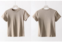 Basic T Shirts Women Cotton Slim Fit White Tops Summer Black Tees Crew Neck 100% Cotton T Shirt For Women Plain T-shirts Soft Quick Pick Grocers