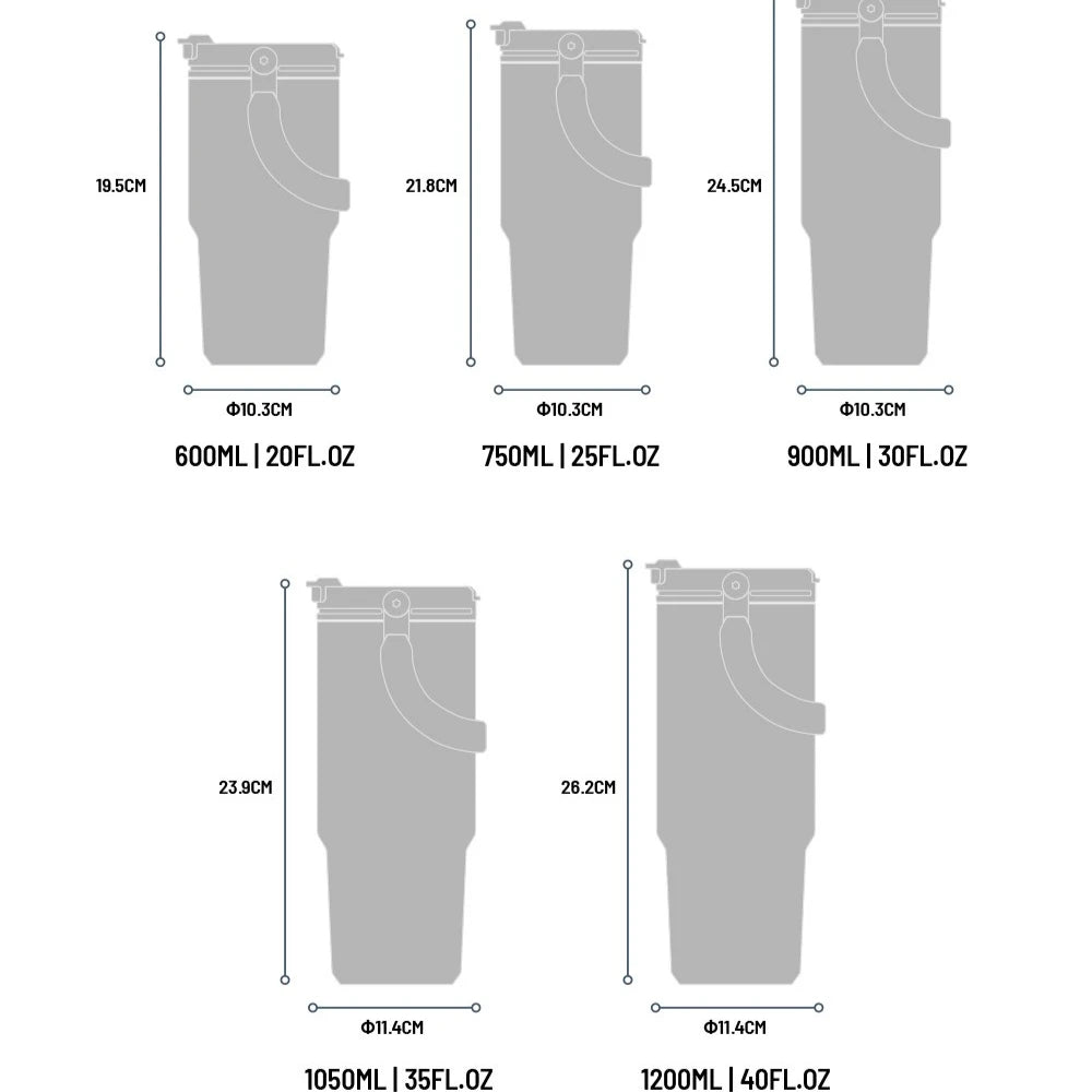 Tyeso Large-Capacity Thermoses Handle Vacuum Cup Dual-Drink Coffee Mug Stainless Steel Ice Cup Car Bottle Hot Cold Retention Quick Pick Grocers