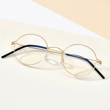 FONEX Screwless Eyeglasses Frame Men Women Round Morten Denmark Korean Glasses Frame Titanium Alloy Eyewear 98607 Econic Blanks