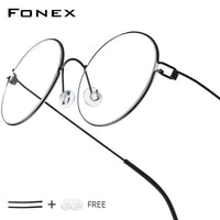 FONEX Screwless Eyeglasses Frame Men Women Round Morten Denmark Korean Glasses Frame Titanium Alloy Eyewear 98607 Econic Blanks