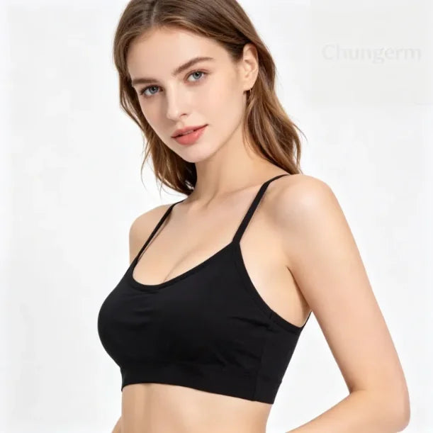 Sports Underwear Women Yoga Fitness Seamless Crop Top Wide Letter Straps Comfortable Workout Activewear Back Without Underwire I Quick Pick Grocers