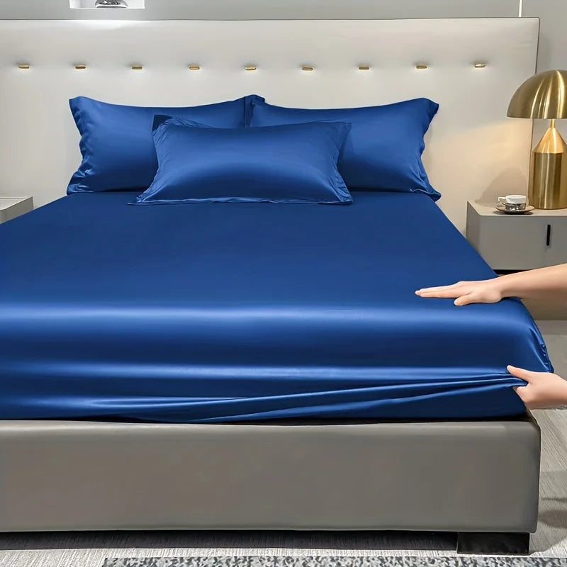 Modern Satin Fitted Sheet Ice Silk Bedspread Quick Pick Grocers