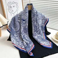 90*90Cm Square Scarf Twill Silk Feeling Women Head Shawls and Wraps Luxury Hair Tree Print Neck Scarves Hijab Bandana Pashmina Econic Blanks