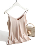 AOSSVIAO 2026 Spaghetti Strap Top Women Halter V Neck Basic White Cami Sleeveless Satin Silk Tank Tops Women'S Summer Camisole Quick Pick Grocers