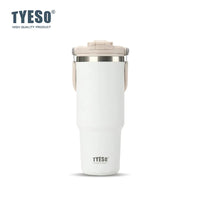 Tyeso Large-Capacity Thermoses Handle Vacuum Cup Dual-Drink Coffee Mug Stainless Steel Ice Cup Car Bottle Hot Cold Retention Quick Pick Grocers