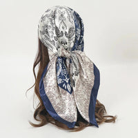 Satin Square Scarf Women Muslim Hijab Elegant 2025 Print Silk Neckerchief Shawl Wraps Headband Handle Hair Accessories Bandana Econic Blanks