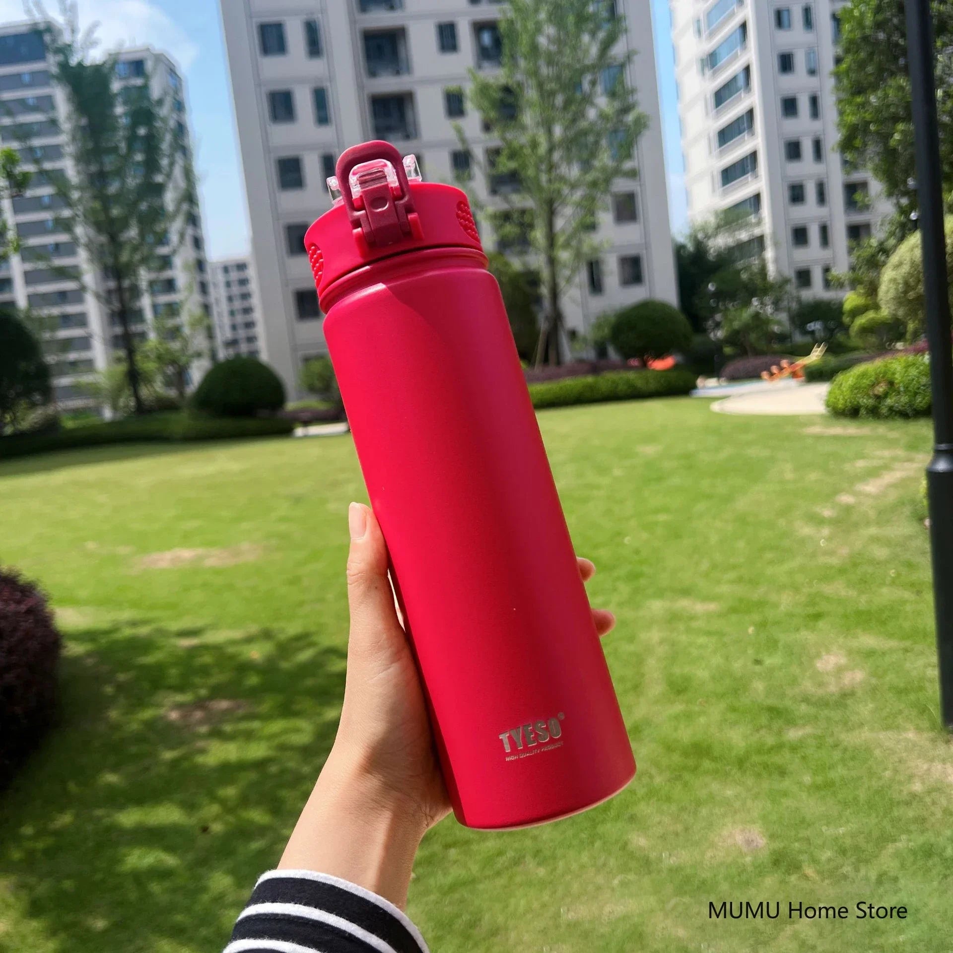 TYESO 600/750ML Thermos Bottle With Straw Stainless Steel Car Thermal Cup Sports Water Bottles Keeps Cold and Heat Thermal Mug Quick Pick Grocers