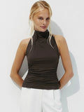 Sexy Backless Pure Color Summer New Women's Tank Top T-shirt Sleeveless Polyester Fiber Cross-Border Clothing Quick Pick Grocers