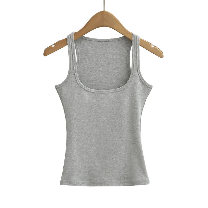 Women's Sculpted Square Neck Tank Top Summer Slim Fit Workout Athletic Crop Tops for Women Quick Pick Grocers