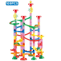 Marble Run Race Track Building Blocks Kids 3D Maze Ball Roll Toy DIY Marble Run Race Coaster Set 80/105/109/133pc Christmas Gift Purest Peak