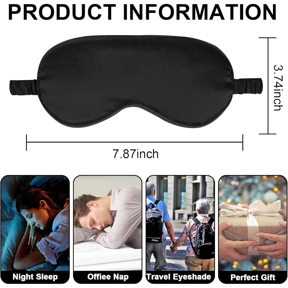 2-Pack Silk Sleep Mask - Elastic Blackout Eye Mask & Blindfold for Full Night'S Sleep, Light Blocking, Adjustable Strap Quick Pick Grocers