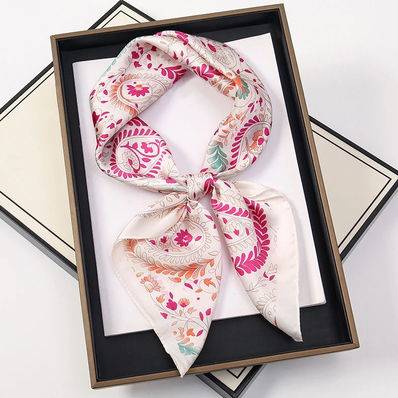 60Colors Luxury Scarf Women 70*70Cm Silk Feel Square Hair Wrapping Foulard Satin Shawl Big Size Head Bandana Hijab Handkerchief Quick Pick Grocers