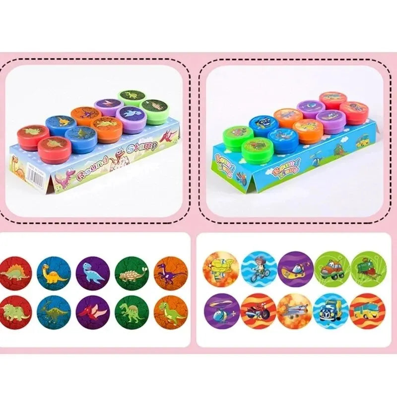10pcs Assorted Stamps for Kids Self-ink Stamps Children Toy Stamps Smiley Face Seal Scrapbooking DIY Painting Photo Album Decor Quick Pick Grocers