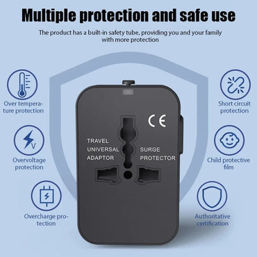 Global Universal Conversion Travel Plug USB Sockets EU US AC Power Adapter Converter With Child Protection Safety Cover Locking Econic Blanks