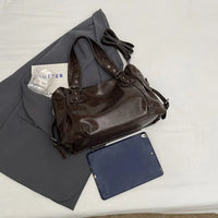 Fashion Classic Versatile Commuter Shoulder Bag Large Capacity Retro Handbags Travel Tote Bags Zipper Opening Women Shopping Bag Quick Pick Grocers