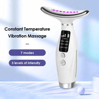 Portable 7 Colors LED Light Therapy Face Neck Massager 3 Gears Adjustable Gentle Vibration Anti Wrinkle Skin Tightening Lifting Quick Pick Grocers