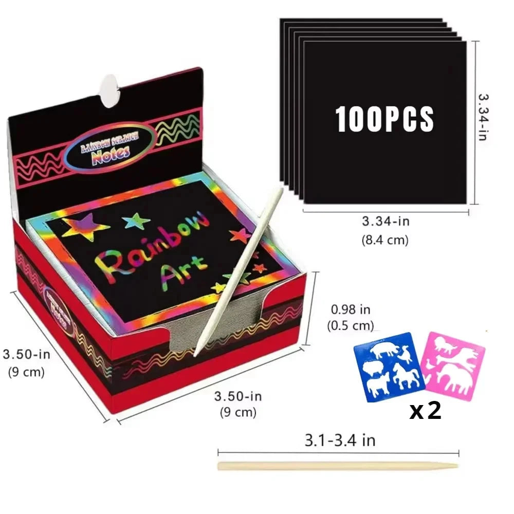 100PCS Rainbow Reveal Craft Kit with Wooden Stylus, Parent-Child Activity Gift for Kids Ages 5-12 (Non-Toxic Coating) Econic Blanks